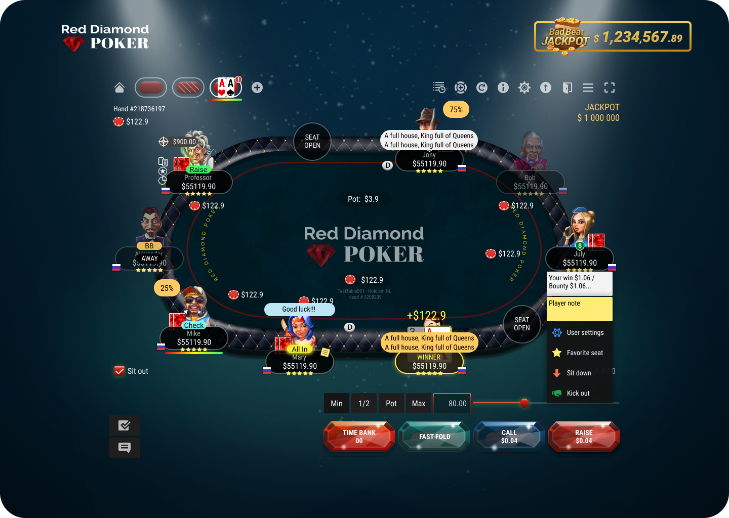 Red Diamond Poker website design by DesignUX8