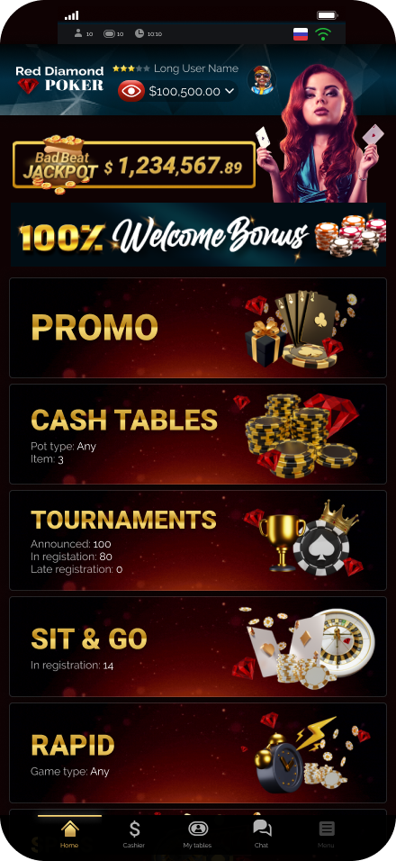 Red Diamond Poker mobile design